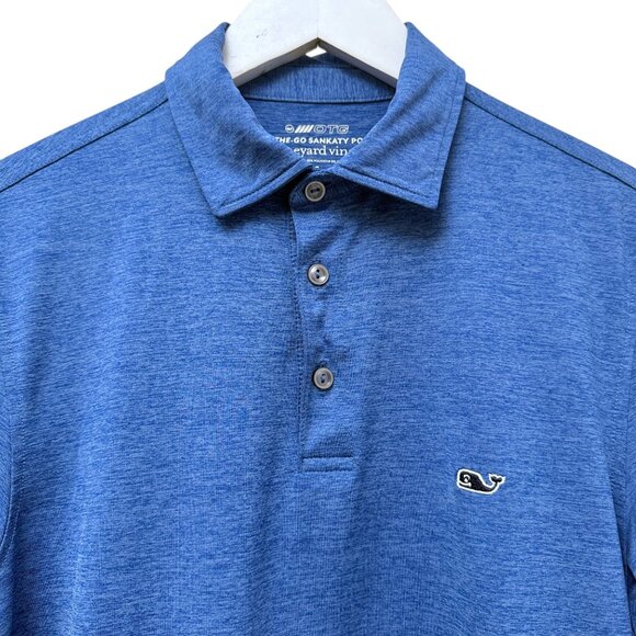 Vineyard Vines Performance Sankaty Polo  Small Mens Short Sleeve Golf Shirt Blue - Picture 4 of 10